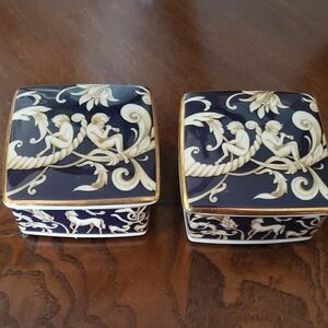 Vintage Ceramic Trinket Boxes with Cherub Design
